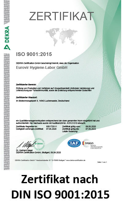 Zertifikat DIN ISO 9001:2015
